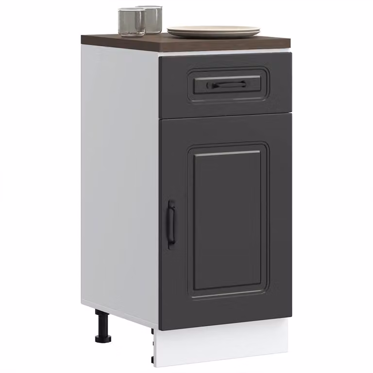 Base da cucina moderna vidaXL Kalmar nera in legno e MDF con ante a battente L/P/H: 46 x 40 x 81,5 cm