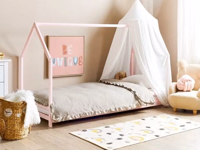 Letto per bambini BELIANI con baldacchino in legno di pino laccato rosa L/P: 200 x 90 cm