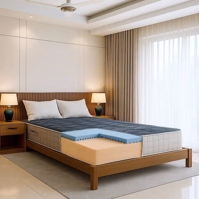 Materasso in Memory Foam The White Stone, L/P/H: 120 x 190 x 18 cm, Grigio, Antibatterico e Ipoallergenico