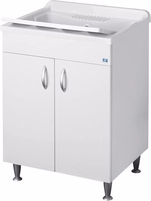 Lavatoio Negrari Eco Bianco con Ante Battenti e Lavabo in Plastica L60 P60 H85 cm