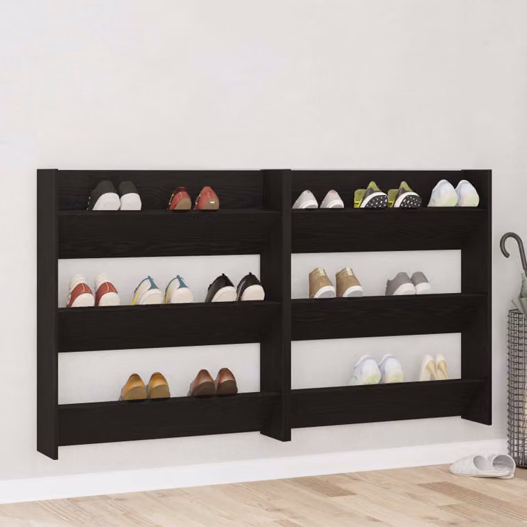 Set di 2 scarpere mobili vidaXL in legno nero L/P/H: 86 x 18 x 90 cm