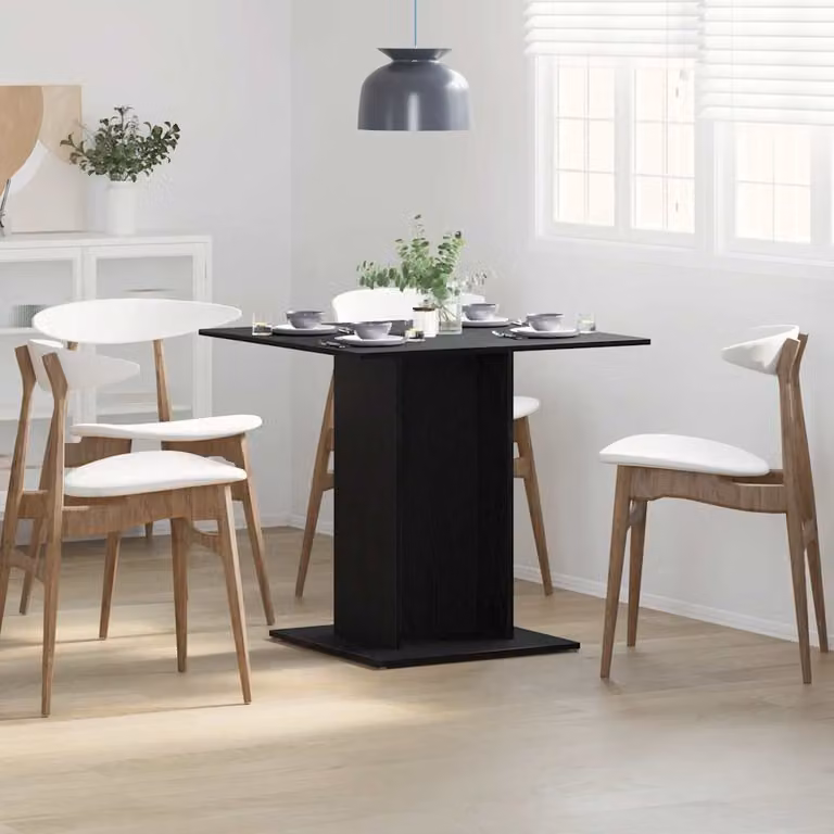 vidaXL Tavolo da Pranzo Quadrato in Legno Rovere e Nero L/P/H: 80 x 80 x 75 cm