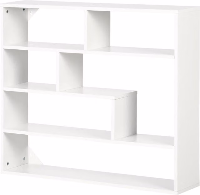 Libreria a muro moderna HOMCOM in legno a 4 livelli, colore bianco, L: 94 cm, P: 19,5 cm, H: 80 cm