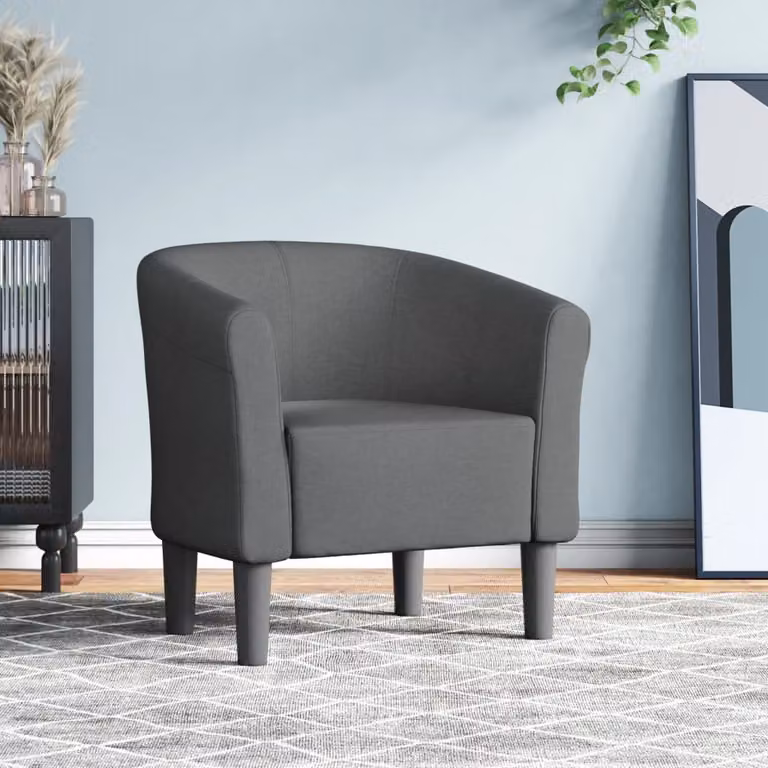 Poltrona Cabriolet moderna vidaXL in tessuto grigio scuro con struttura in legno e plastica, L/P/H: 68.0 x 70.0 x 56.0 cm