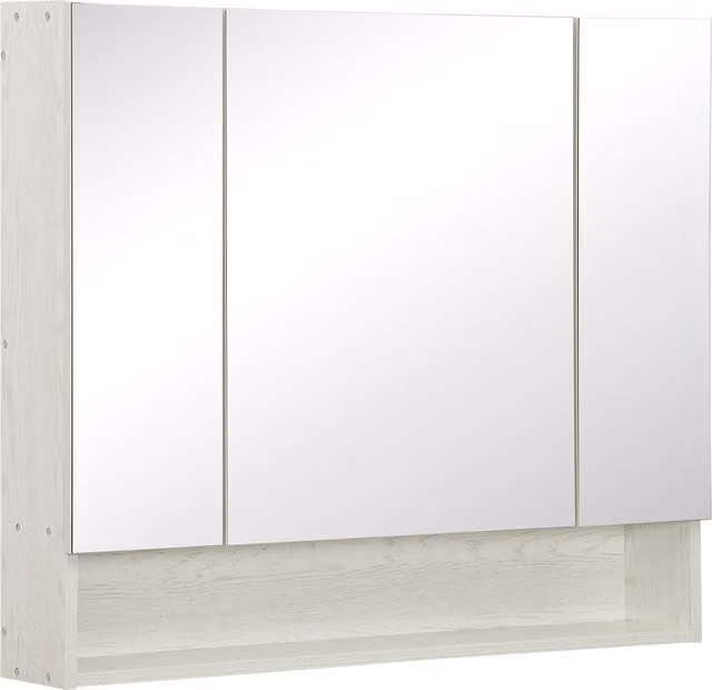 Armadietto da Bagno Moderno kleankin con Specchio, in Legno e Vetro, Grigio, L: 90 cm, P: 15 cm, H: 75 cm