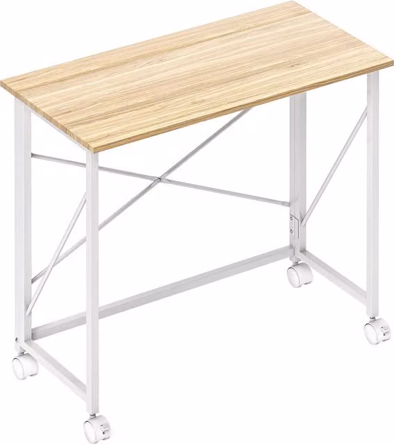 Scrivania Pieghevole Salvaspazio HOMCOM in Legno con 4 Ruote e Freno, L 80 cm x P 40 cm x H 75 cm