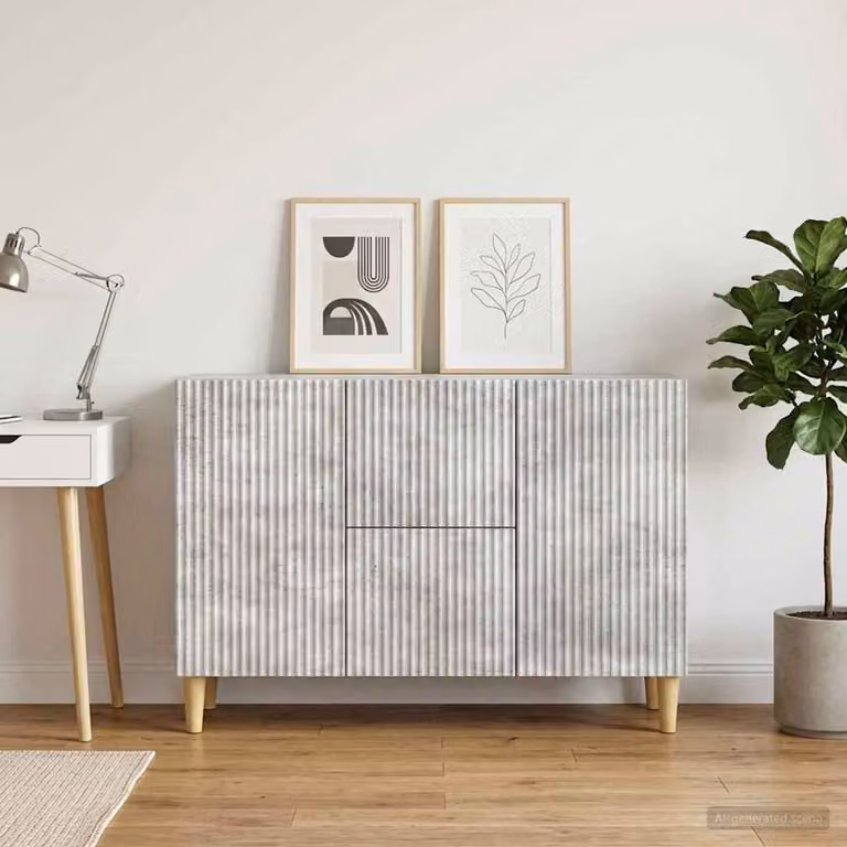 Credenza moderna vidaXL in legno ingegnerizzato grigio, L 89 x P 34,5 x H 60 cm