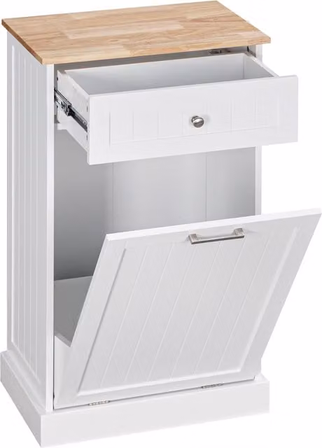 Credenza Cucina HOMCOM Bianca con Supporto per Bidoni della Spazzatura da 38 Litri e Cassetto