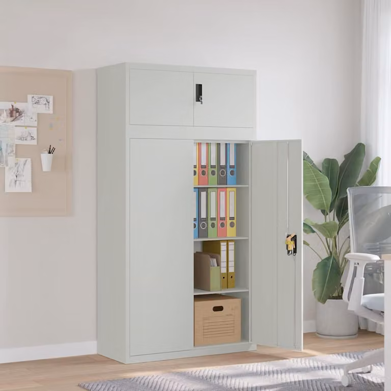 Armadio Classificatore vidaXL in Acciaio Grigio con Ante a Battente e Ripiani Regolabili L/P/H: 90 x 40 x 180 cm