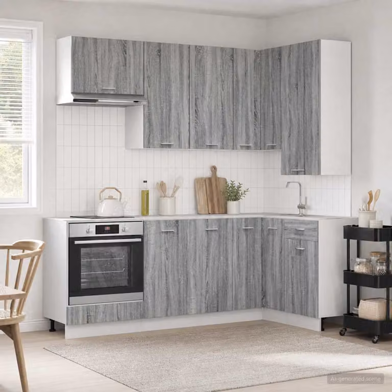 Unità cucina moderna vidaXL LYON composta da 8 pezzi in legno ingegnerizzato grigio opaco