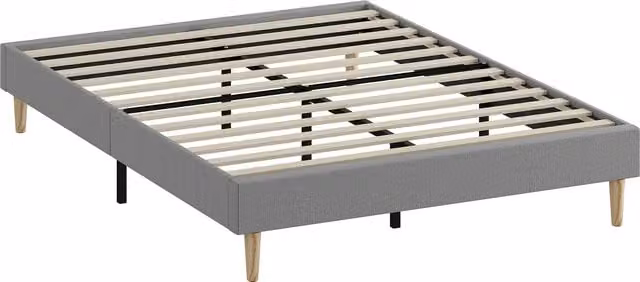 Struttura letto matrimoniale HOMCOM in velluto a coste grigio con piano a doghe in legno, 140 x 190 cm