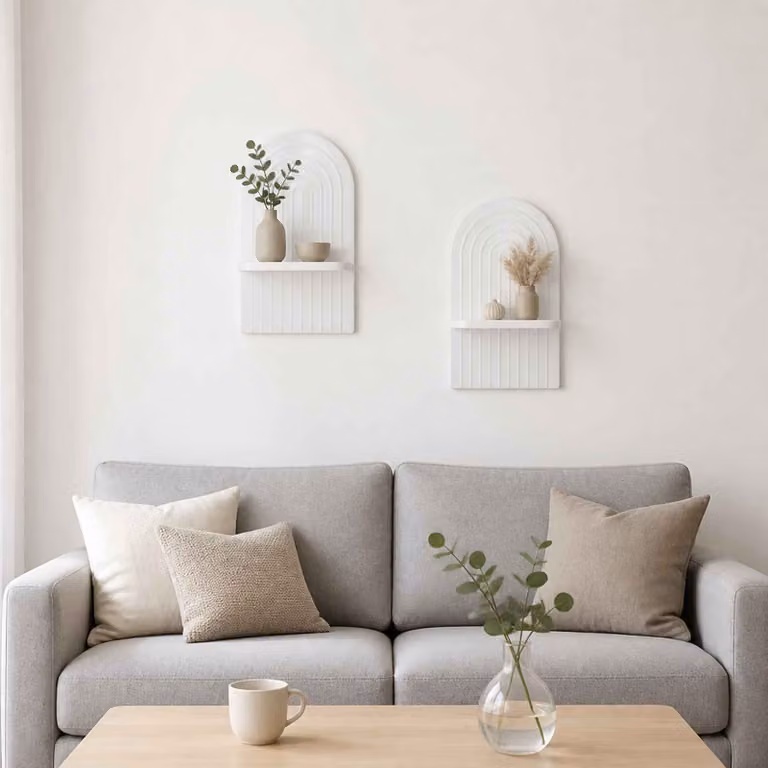 Set di 2 scaffali da parete vidaXL in bianco lucido, L 23 cm x P 13,5 cm x H 37,5 cm