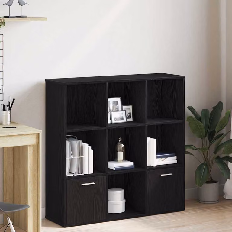 Libreria a cubo vidaXL in legno e MDF nero opaco L: 98 cm, P: 29 cm, H: 97,5 cm
