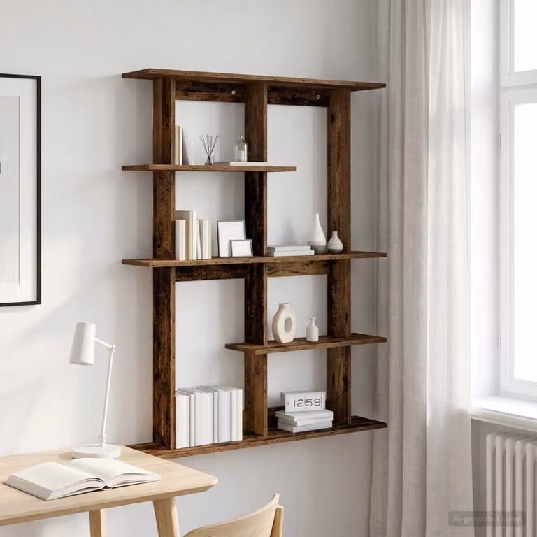 Scaffale da parete vidaXL in legno color marrone antico, stile rustico, L 102 cm x P 20 cm x H 130 cm