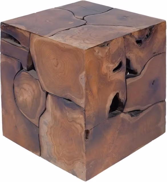 Sgabello in legno massello di teak marrone stile rustico L/P/H: 40 x 40 x 45 cm CFW4962186