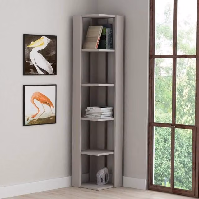 Libreria Angolare Moderna GIORDANOSHOP in MDF Colore Light Mocha, L/P/H: 34 x 34 x 161 cm