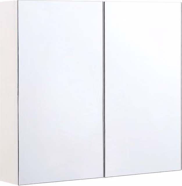 Armadietto da bagno con specchio BELIANI bianco con ante a battente soft-close e ripiani interni L: 80 cm, H: 70 cm, P: 14 cm