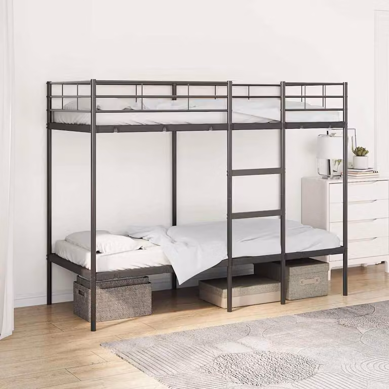 Letto a castello moderno vidaXL in metallo nero per bambini L/P/H: 200 x 80 x 170 cm