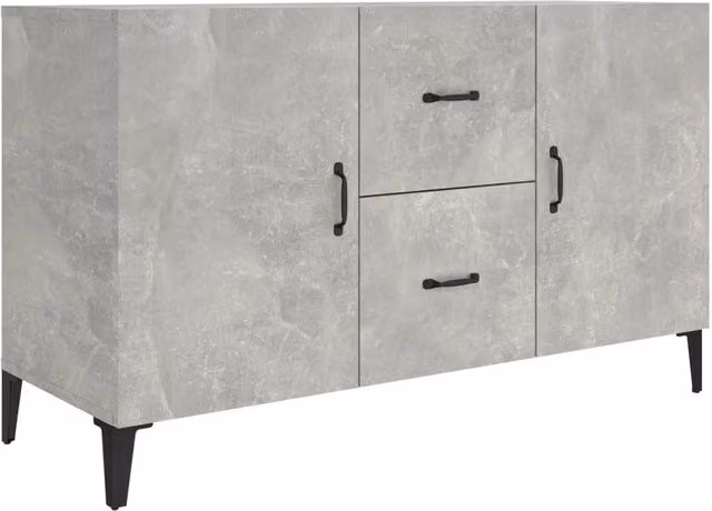 Buffet credenza con cassettiera in legno ingegnerizzato grigio per cucina e soggiorno L: 100 cm, P: 36 cm, H: 60 cm