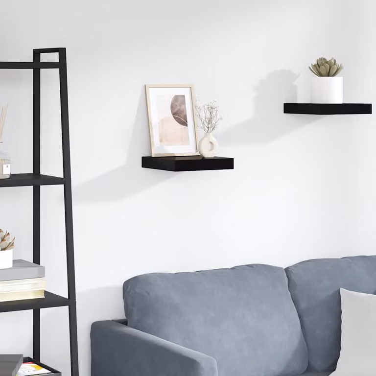 Scaffale a Parete vidaXL Nero Lucido in MDF e Metallo L: 23 cm, P: 23,5 cm, H: 3,8 cm