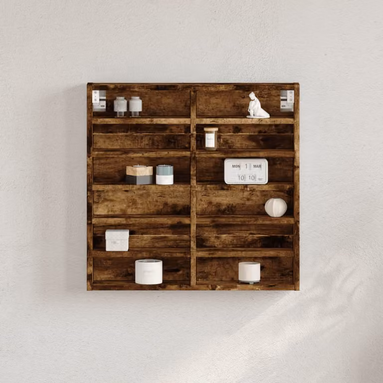Armadietto Vetrina vidaXL in Legno Rovere e MDF con Ante in Vetro, Colore Marrone, L 60 x P 8,5 x H 58 cm