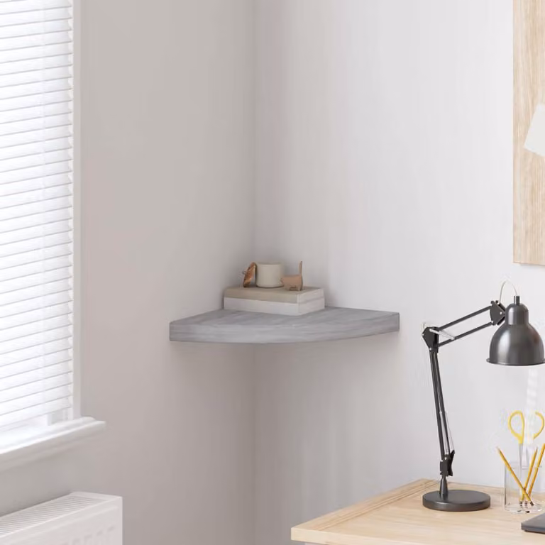 Mensola angolare da parete vidaXL in MDF e metallo, Grigio, L 35 x P 35 x H 3,8 cm