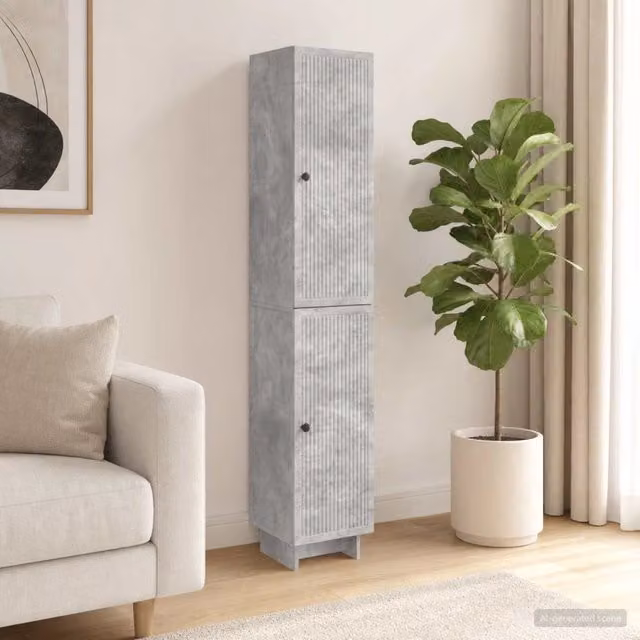 Set di 2 armadi moderni vidaXL in MDF grigio opaco con ante scorrevoli e illuminazione integrata L/P/H: 90 x 33 x 183 cm