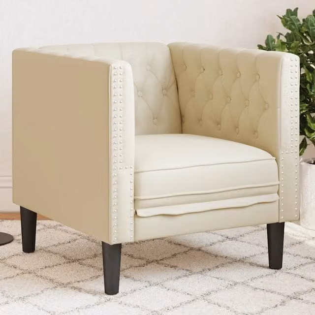 Poltrona Chesterfield beige in ecopelle vidaXL