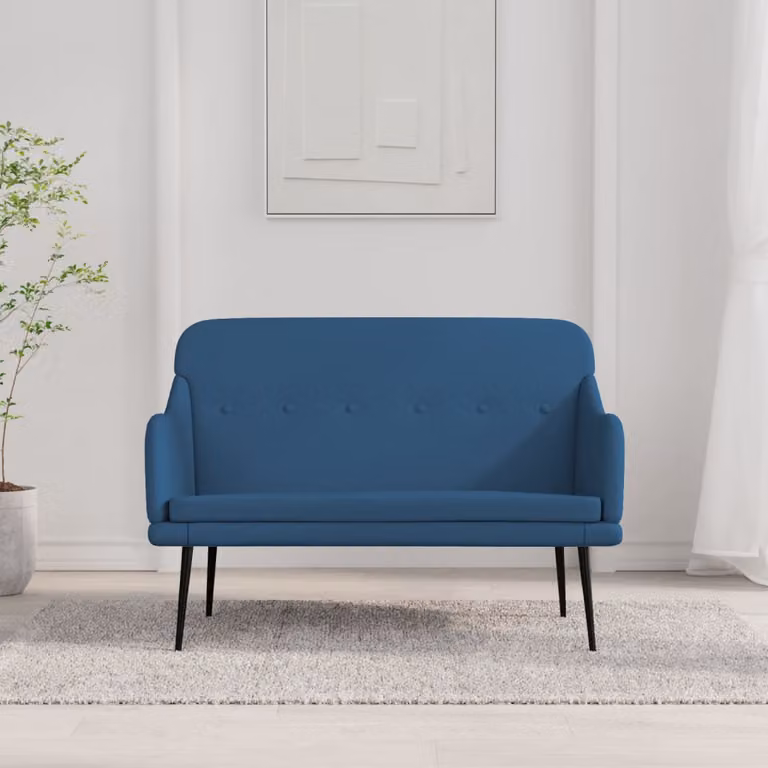 Panca blu vidaXL con braccioli in tessuto e struttura in metallo L: 110 cm, P: 76 cm, H: 80 cm