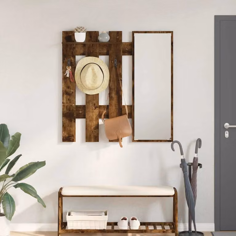 Appendiabiti a muro moderno vidaXL in legno MDF colore marrone L 100 x P 10 x H 100 cm