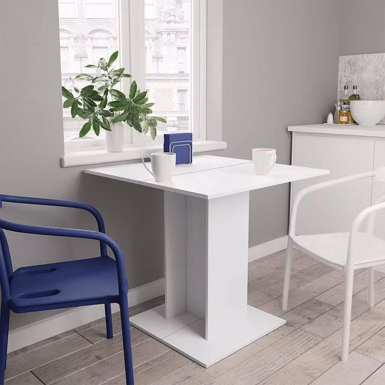vidaXL Tavolo da Pranzo Quadrato Bianco in Legno MDF L: 80 cm, P: 80 cm, H: 75 cm