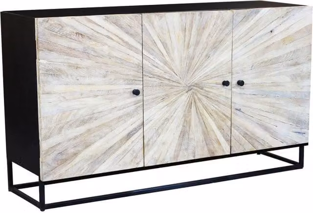 Mobile Spencer in legno di mango e struttura in ferro, stile industriale, marrone e nero, L: 150 cm, P: 40 cm, H: 85 cm