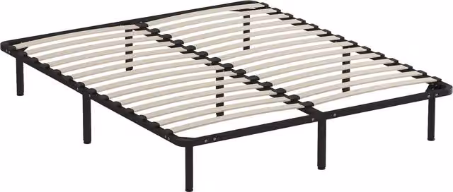 Letto Matrimoniale Industriale HOMCOM con Contenitore e 28 Doghe in Legno e Metallo, L: 160 cm, P: 200 cm, H: 31 cm, Nero e Marrone