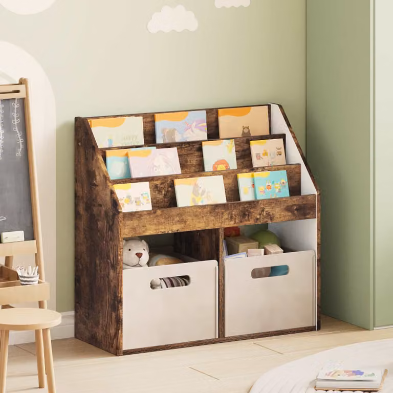 Libreria per bambini vidaXL moderna in MDF color rovere fumé, L 72,5 x P 29,5 x H 69 cm