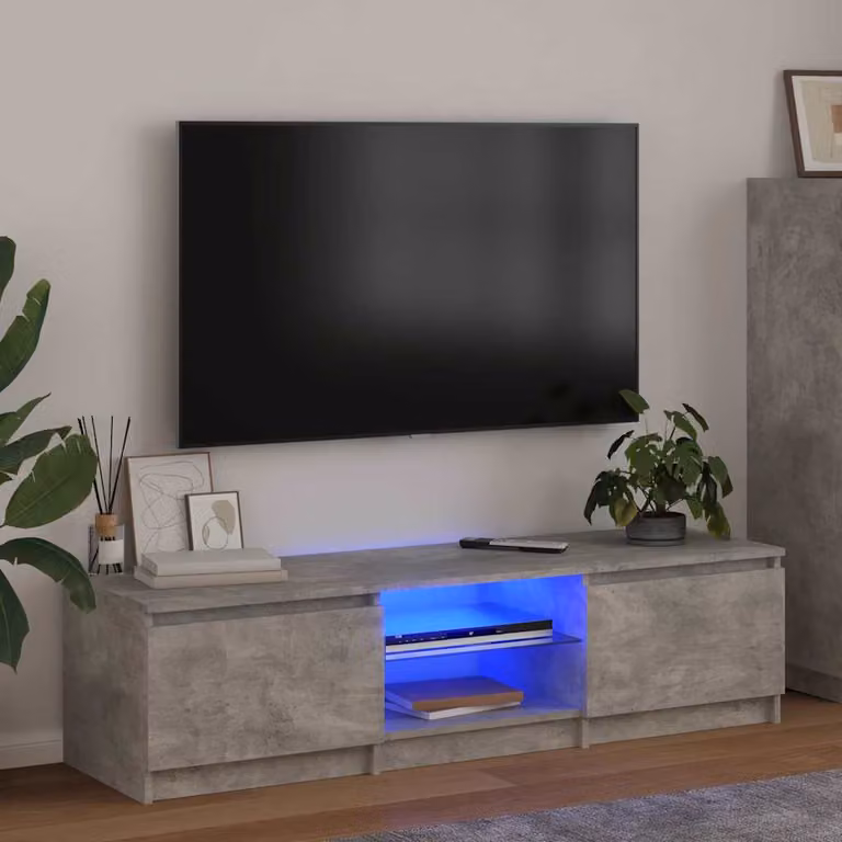 vidaXL Mobile Porta TV Moderno con Luci LED Integrate Grigio, L/P/H: 140 x 40 x 36 cm