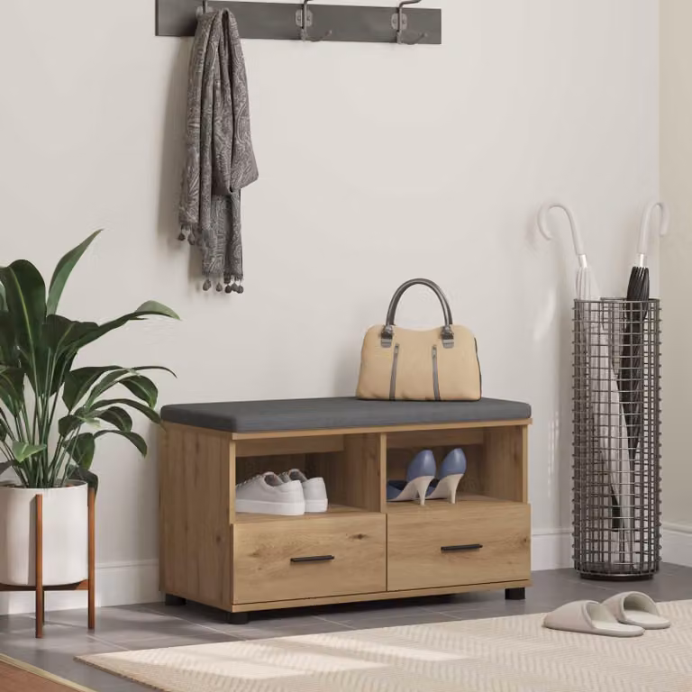 vidaXL Panca porta scarpe moderna in rovere marrone L: 80 cm, P: 38 cm, H: 46 cm