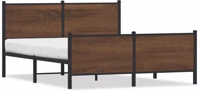 Letto matrimoniale in metallo e legno color rovere marrone L: 160 cm, P: 200 cm, H: 91.5 cm