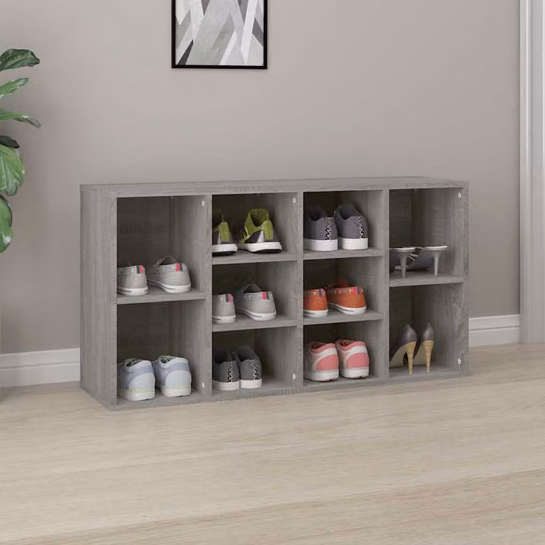 Scarpiera moderna vidaXL in legno multistrato e MDF, colore grigio, L 103 cm x P 30 cm x H 55 cm