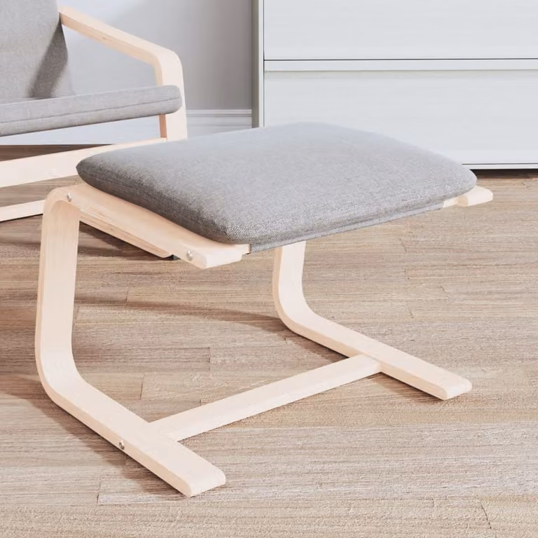 vidaXL Poggiapiedi Grigio con Rivestimento in Tessuto e Struttura in Legno di Betulla L: 51 cm, P: 41 cm, H: 40 cm