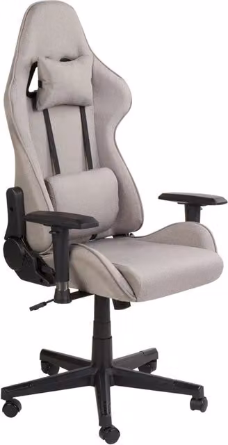 Sedia da ufficio ergonomica e gaming BELIANI in tessuto beige con braccioli regolabili, poggiatesta e base girevole a 360 gradi, stile moderno per home office