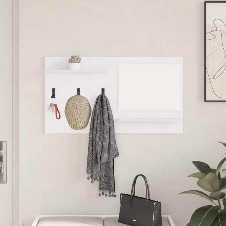 vidaXL Appendiabiti a muro moderno in MDF Bianco L 90 cm x P 10 cm x H 50 cm