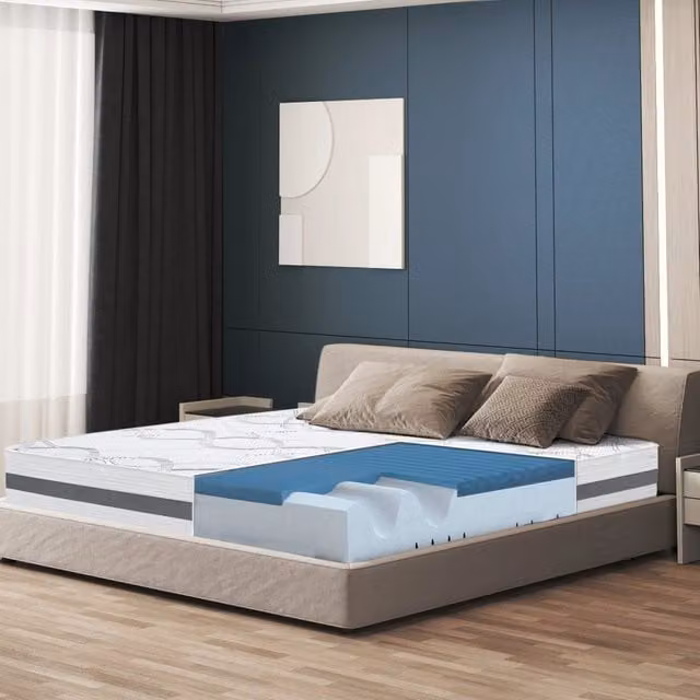 Materasso Singolo The White Stone in Schiuma Viscoelastica, Colore Bianco, H 22 cm, L 90 cm x P 190 cm, Antibatterico e Traspirante