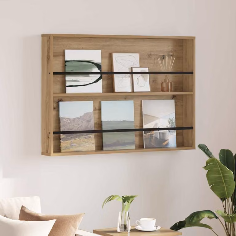 Scaffale per riviste moderno vidaXL in legno marrone con ripiani regolabili L: 100 cm, P: 12 cm, H: 70 cm