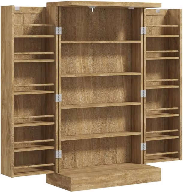 Buffet da cucina HOMCOM con 12 portaspezie sulle ante e ripiani regolabili, effetto legno naturale, L: 60 cm, P: 30 cm, H: 104 cm