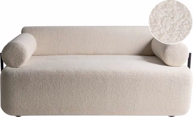 Divano a 2 posti BELIANI in tessuto bouclé bianco e nero con struttura in legno di gomma e metallo per soggiorno, stile moderno, L: 170 cm, P: 74 cm, H: 76 cm