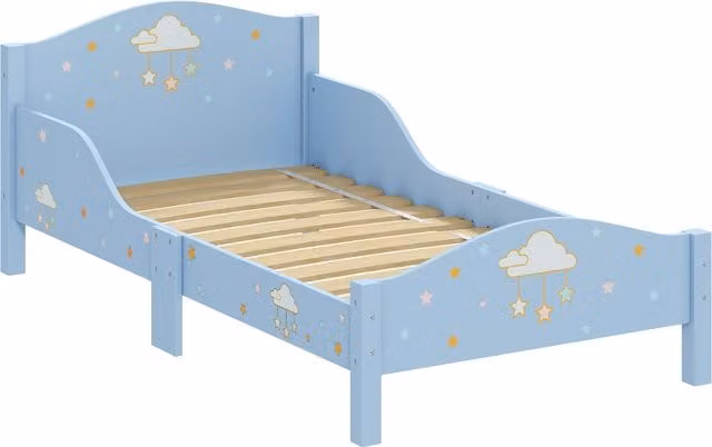 Letto Montessori AIYAPLAY per bambini con sponde e forma a nuvola, blu