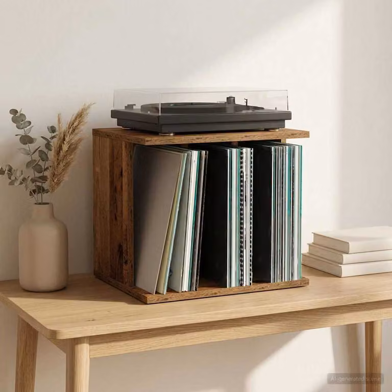 vidaXL Mobile Storage per Dischi in Vinile Moderno in Legno Marrone L: 42 cm, P: 33 cm, H: 36 cm