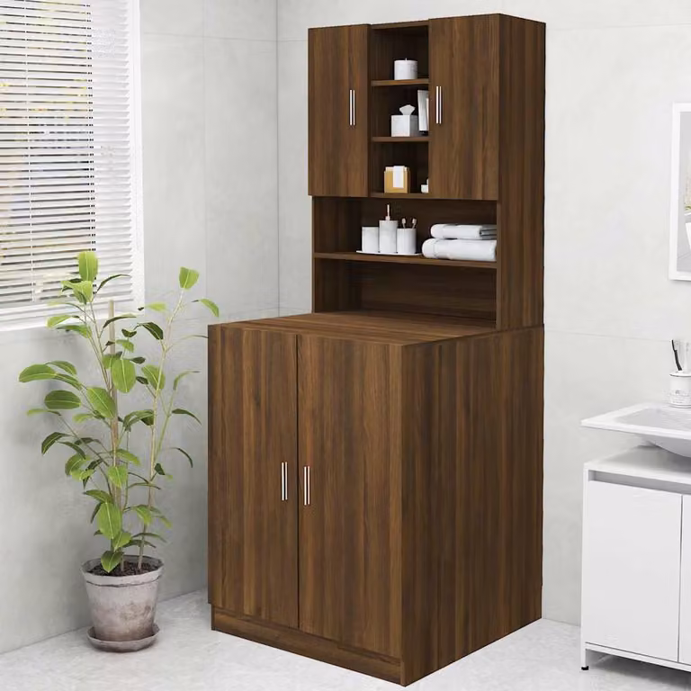 Mobile per lavatrice vidaXL in legno rovere marrone L 70,5 cm, P 25,5 cm, H 90 cm