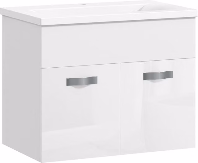 Mobile bagno sospeso Kleankin con lavabo e armadietto a 2 ante con chiusura ammortizzata design moderno bianco L 61 cm x P 40 cm x H 50 cm