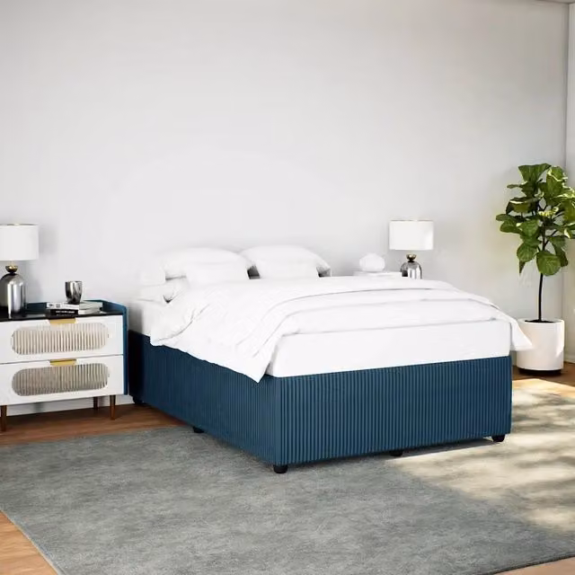 Struttura Letto Giroletto in Velluto Blu L: 140 cm, P: 200 cm